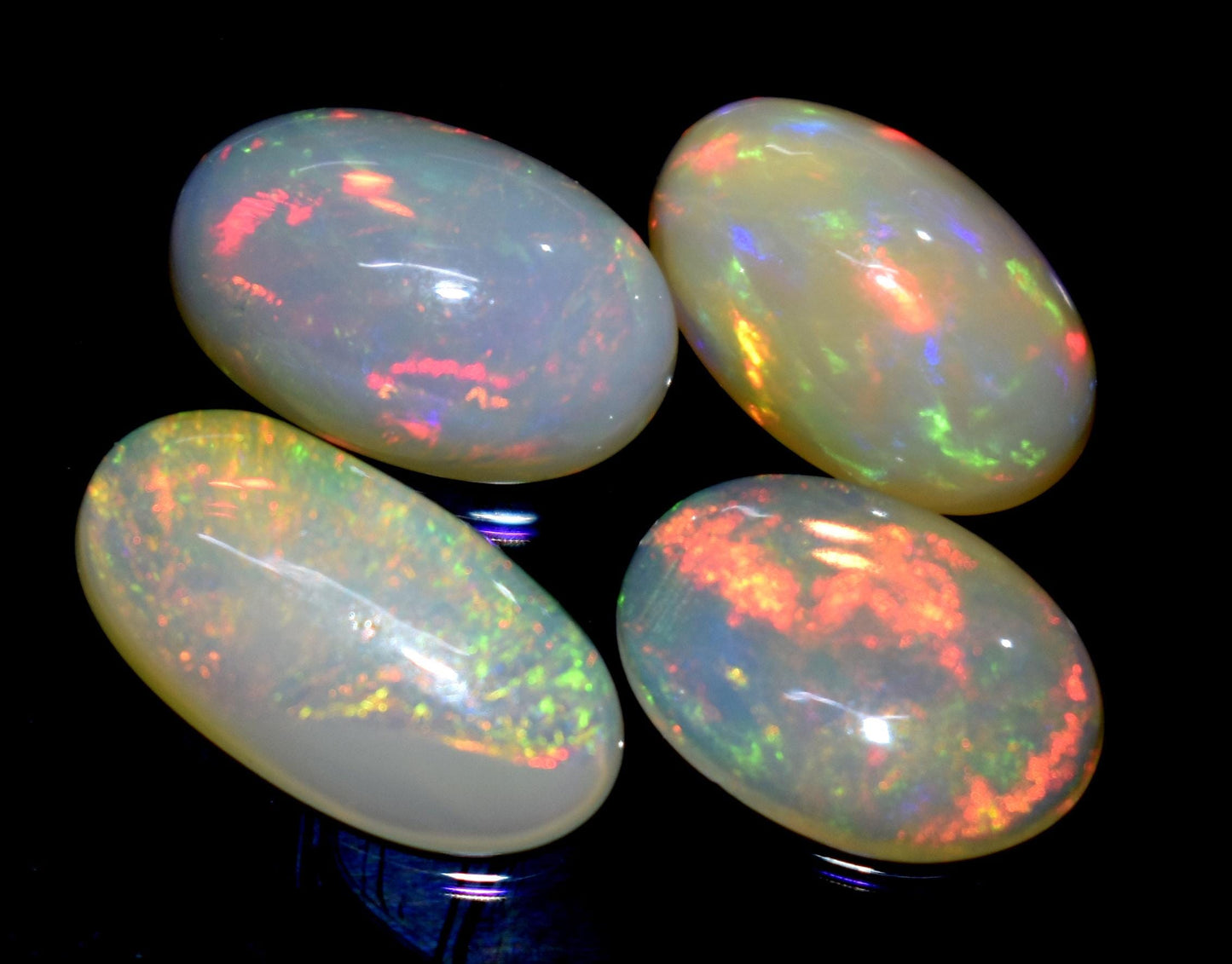 Opal, 100% Natural Ethiopian Opal, Oval Welo Fire Cabochon Gemstone Lot, 10.60 Carat, Size-15x8x4mm To 13x9x3mm, For Jewelry Making, PC-4