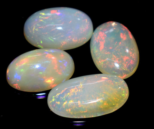 Opal, 100% Natural Ethiopian Opal, Oval Welo Fire Cabochon Gemstone Lot, 10.60 Carat, Size-15x8x4mm To 13x9x3mm, For Jewelry Making, PC-4