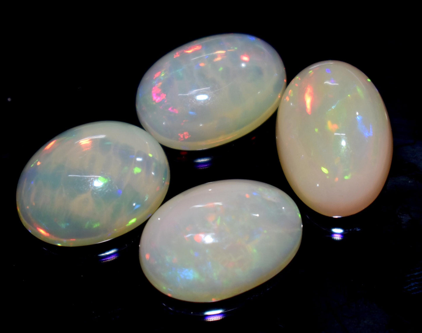 Opal, 100% Natural Ethiopian Opal, Oval Welo Fire Cabochon Gemstone Lot, 3.85 Carat, Size-14x9x5mm To 13x9x6mm, For Jewelry Making, PC-4