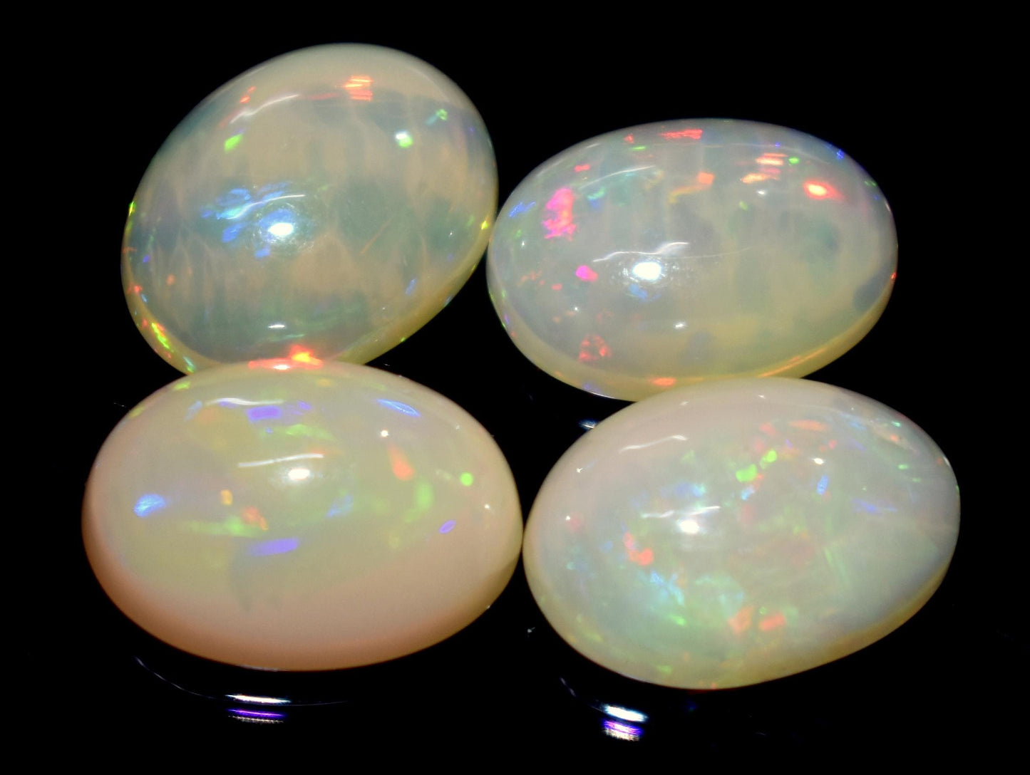 Opal, 100% Natural Ethiopian Opal, Oval Welo Fire Cabochon Gemstone Lot, 3.85 Carat, Size-14x9x5mm To 13x9x6mm, For Jewelry Making, PC-4