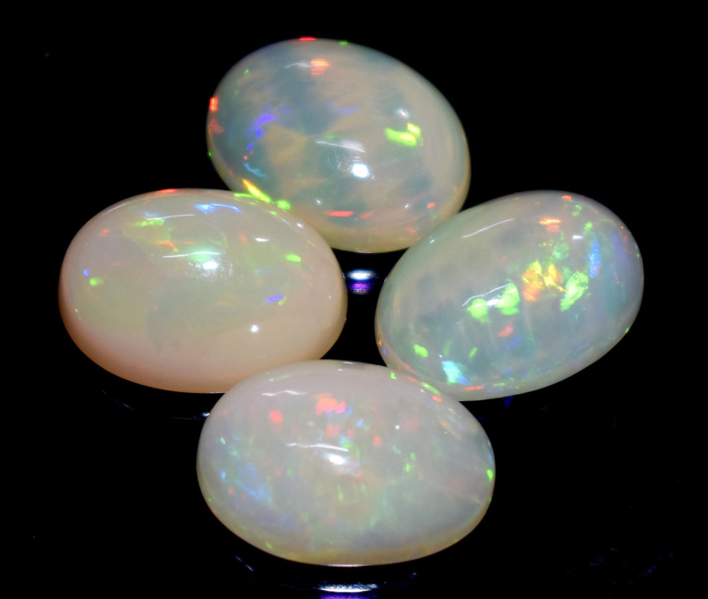 Opal, 100% Natural Ethiopian Opal, Oval Welo Fire Cabochon Gemstone Lot, 3.85 Carat, Size-14x9x5mm To 13x9x6mm, For Jewelry Making, PC-4