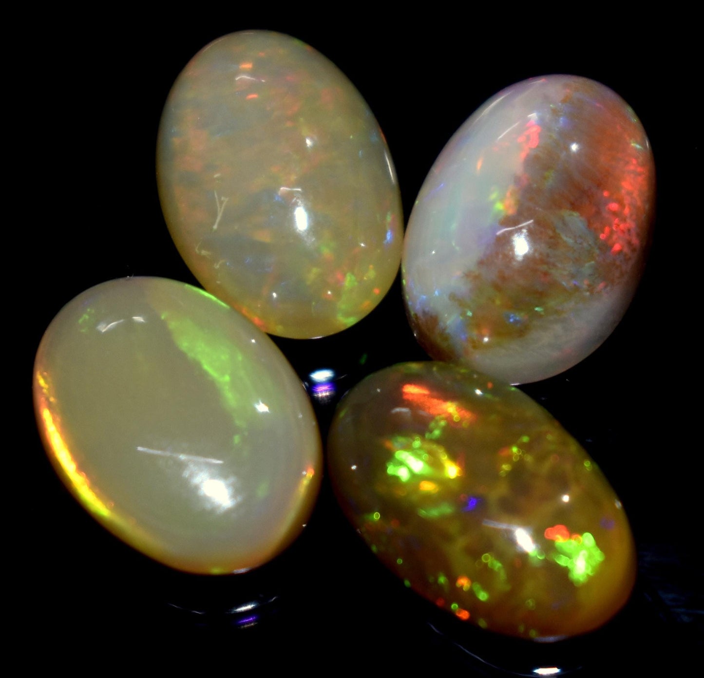 100% Natural Ethiopian Opal, Oval Welo Fire Cabochon Gemstone Lot, 11.50 Carat, Size-15x8x4mm To 12x9x5mm, For Jewelry Making, PC-4