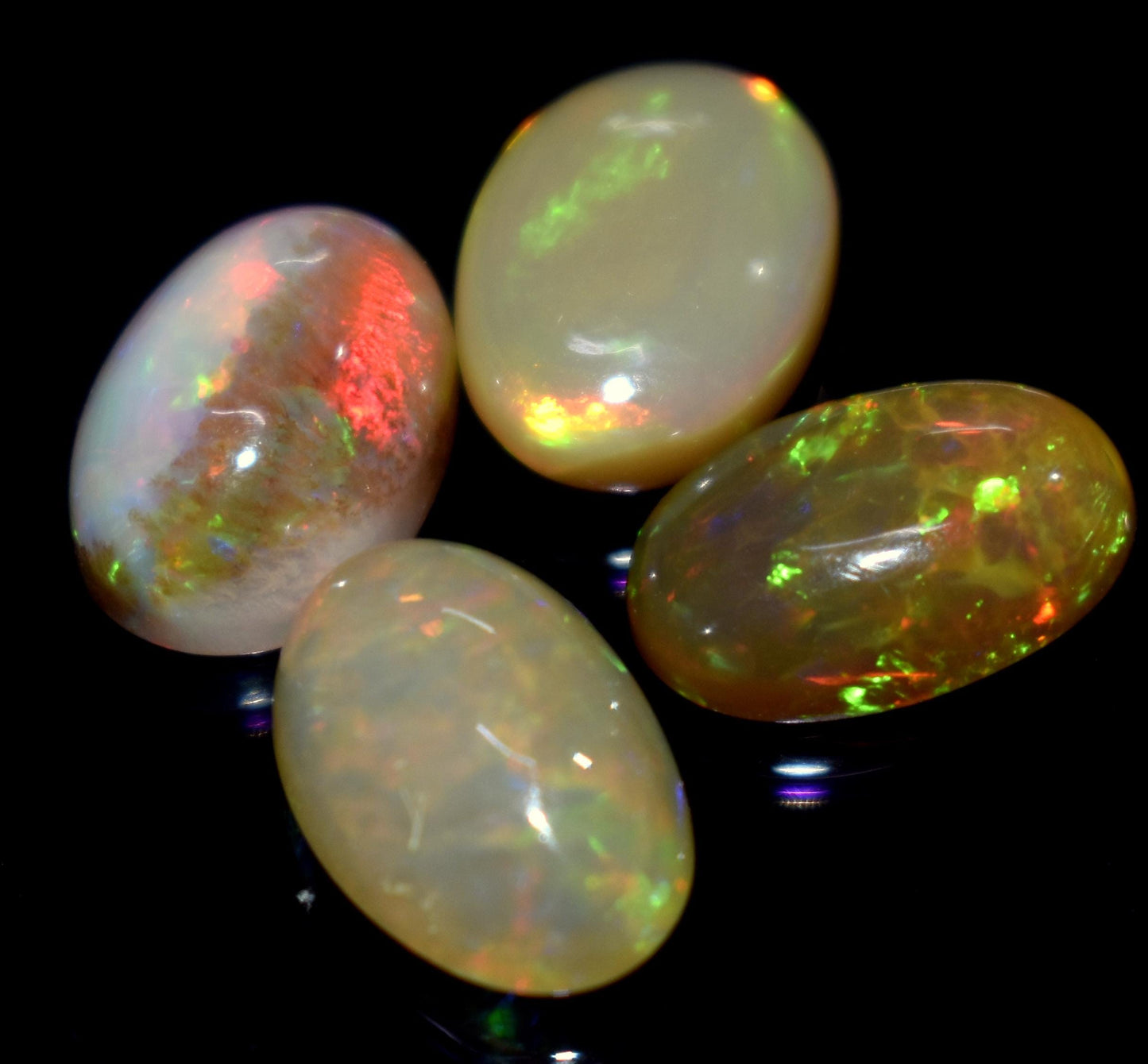 100% Natural Ethiopian Opal, Oval Welo Fire Cabochon Gemstone Lot, 11.50 Carat, Size-15x8x4mm To 12x9x5mm, For Jewelry Making, PC-4