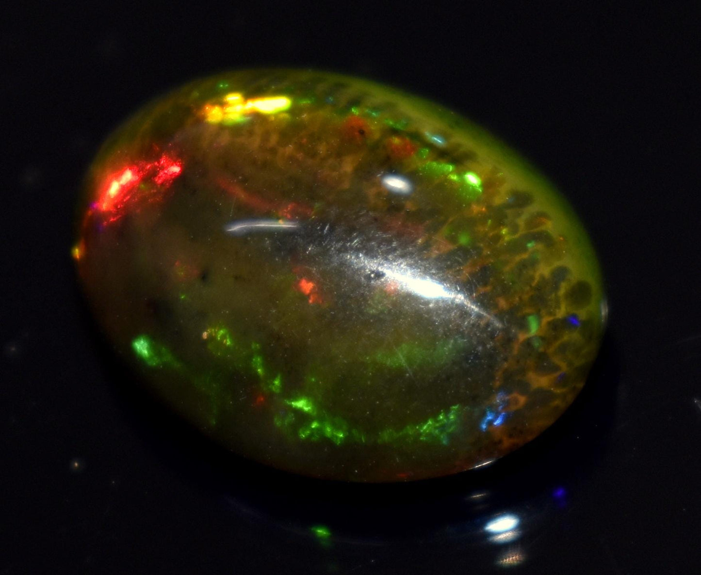 Opal, Natural Black Ethiopian Opal, Oval Welo Fire Cabochon Loose Gemstone, 7.15 Carat, Size-13x17x7mm, For Jewelry Making, PC-1