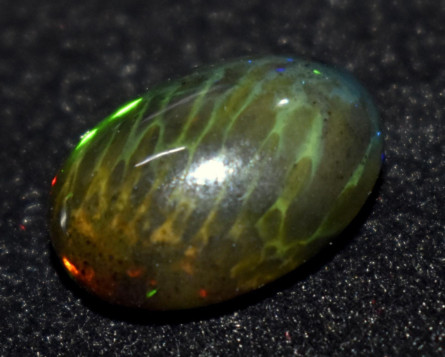 100% Natural Black Opal, Oval Welo Fire Cabochon Loose Gemstone, 6.10 Carat, Size-12X15.5X7mm, For Jewelry Making, PC-1