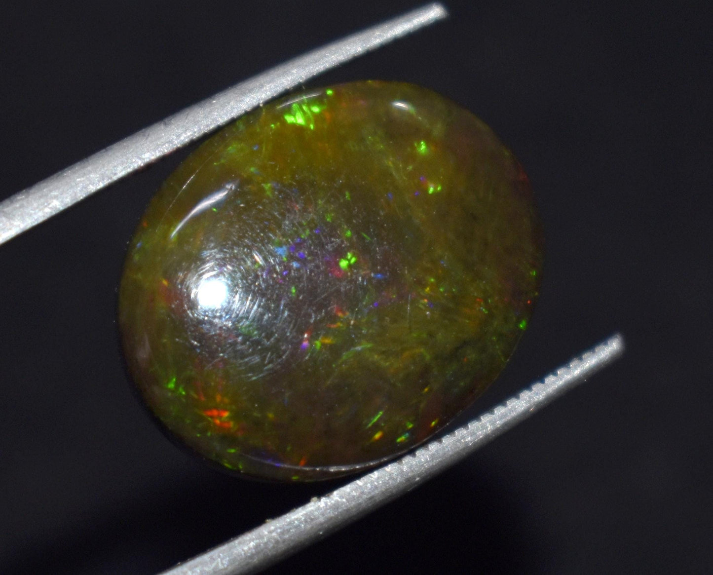 100% Natural Black Opal, Oval Welo Fire, Cabochon Loose Gemstone, 11.15 Ct, Size-14X17X8mm , For Jewelry Making, Gift For Her,