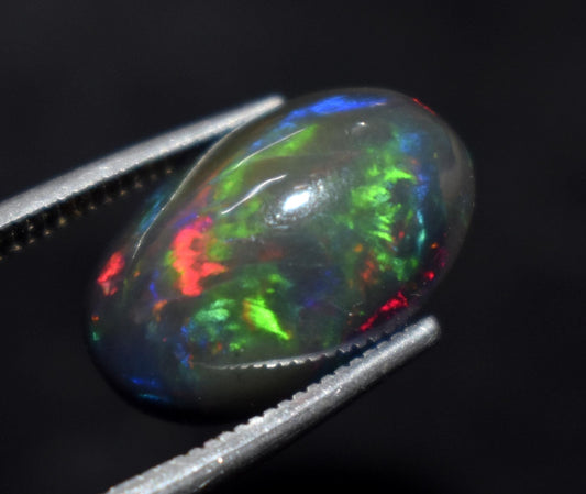 Opal, 100% Natural Black Opal, Oval Welo Fire, Cabochon Loose Gemstone, 4.70 Ct, Size-10x14.5x6.5mm, For Jewelry Making, Gift For Her,