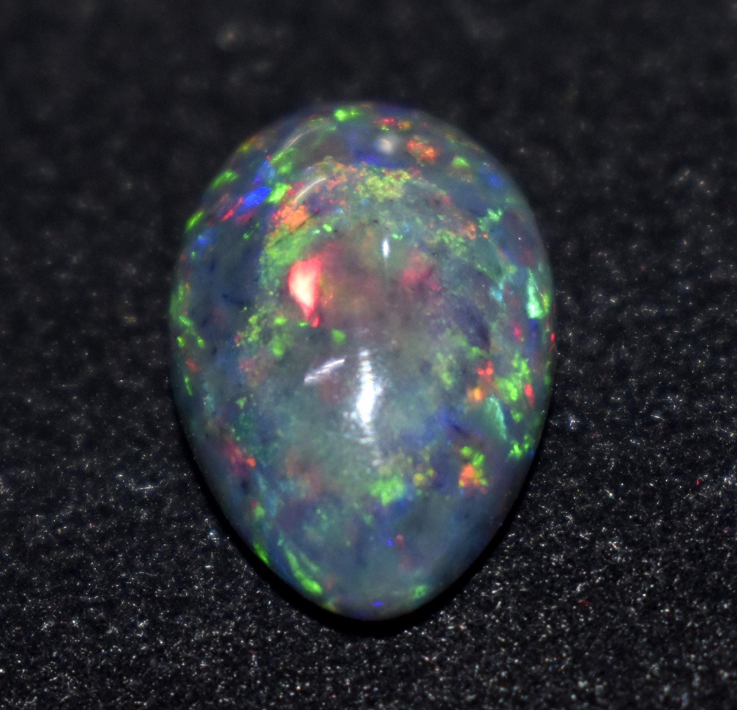 Genuine & 100% Natural Black Ethiopian Opal-Pear Welo Fire Cabochon- Loose Gemstone-6.00 Carat-Size-12x17.5x6.5mm-For Making Jewelry