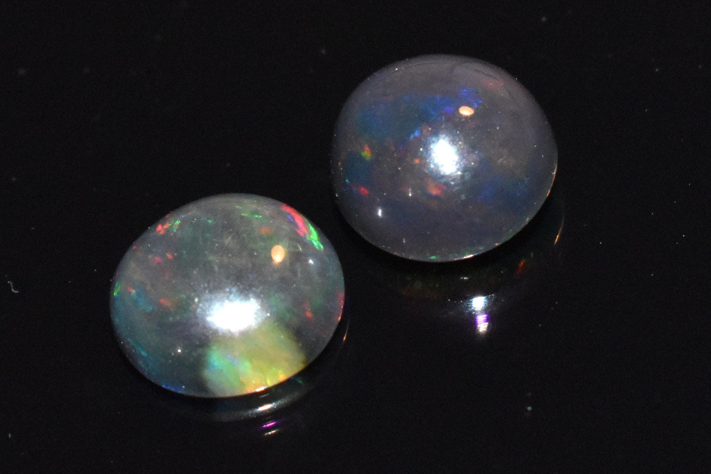 Opal, Natural Black Ethiopian Opal, Round Welo Fire Cabochon Gemstone Lot, 2.95 Ct, Size-8.5x8.5x3mm To 8.5x8.5x5mm, For Jewelry Making,