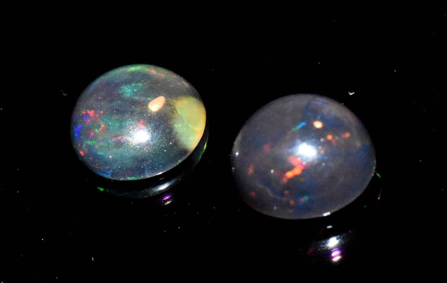 Opal, Natural Black Ethiopian Opal, Round Welo Fire Cabochon Gemstone Lot, 2.95 Ct, Size-8.5x8.5x3mm To 8.5x8.5x5mm, For Jewelry Making,