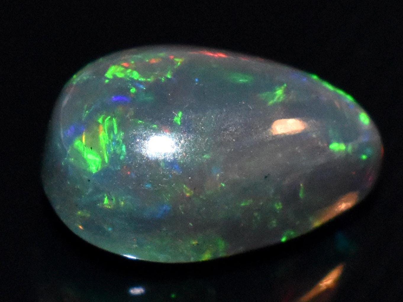 Opal, Natural Black Opal, Ethiopian Welo Fire Opal, Pear Cabochon Loose Gemstone, 3.30 Carat, Size-8x13x6.5mm, For Jewelry Making,