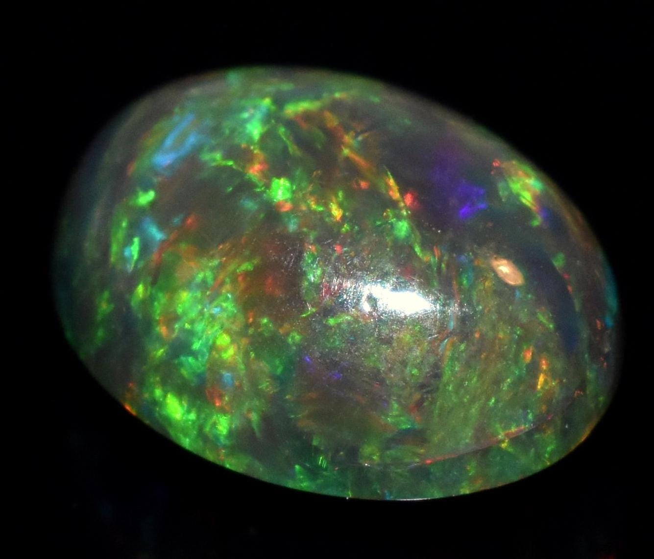 Natural Black Opal, Ethiopian Welo Fire Opal, Oval Cabochon Loose Gemstone, 3.35 Carat, Size-9.5x12x6mm, For Jewelry Making,