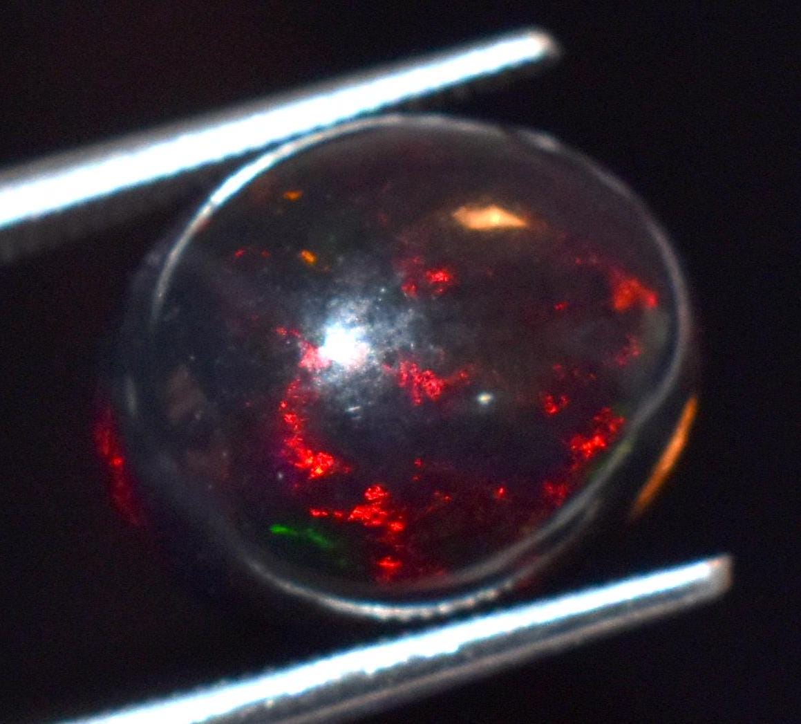 Genuine & Natural Black Opal, Ethiopian Welo Fire Opal, Oval Cabochon Loose Gemstone, 3.75 Carat, Size-10x12x7mm, For Jewelry Making,