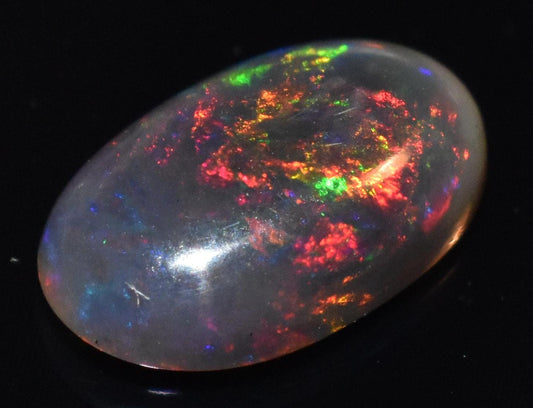 Opal, Natural Black Opal, Ethiopian Welo Fire Opal, Oval Cabochon Loose Gemstone, 2.00 Carat, Size-8x13x4mm, For Jewelry Making,