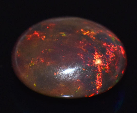 100% Natural Black Opal, Ethiopian Welo Fire Opal, Round Cabochon Loose Gemstone, 3.50 Carat, Size-12x12x5.5mm, For Jewelry Making,