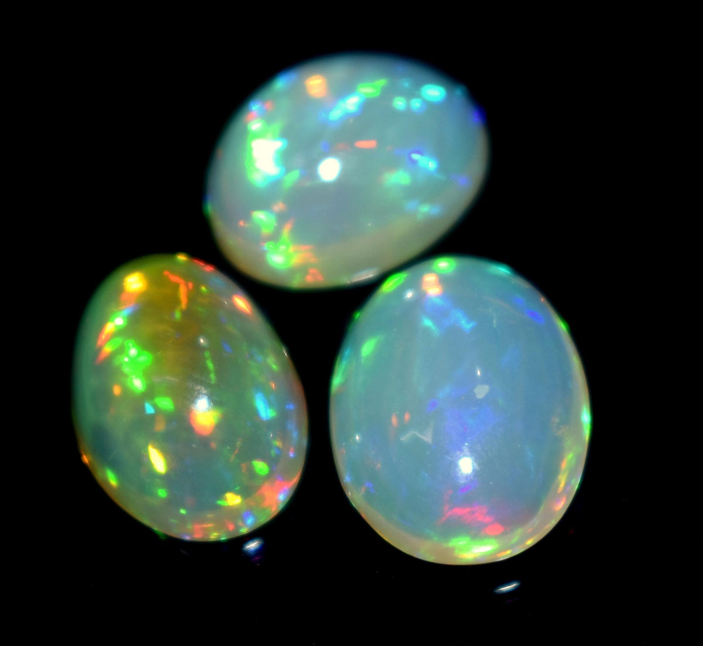 100% Natural Ethiopian Opal, Oval Welo Fire Cabochon Gemstone Lot, 9.10 Carat, Size-9.5x12x6mm To 10x13.5x5mm, For Jewelry Making,