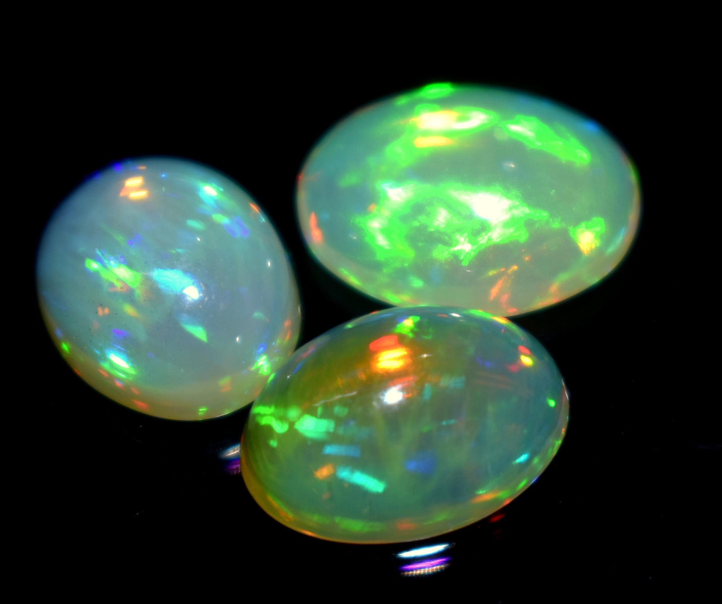 100% Natural Ethiopian Opal, Oval Welo Fire Cabochon Gemstone Lot, 9.10 Carat, Size-9.5x12x6mm To 10x13.5x5mm, For Jewelry Making,