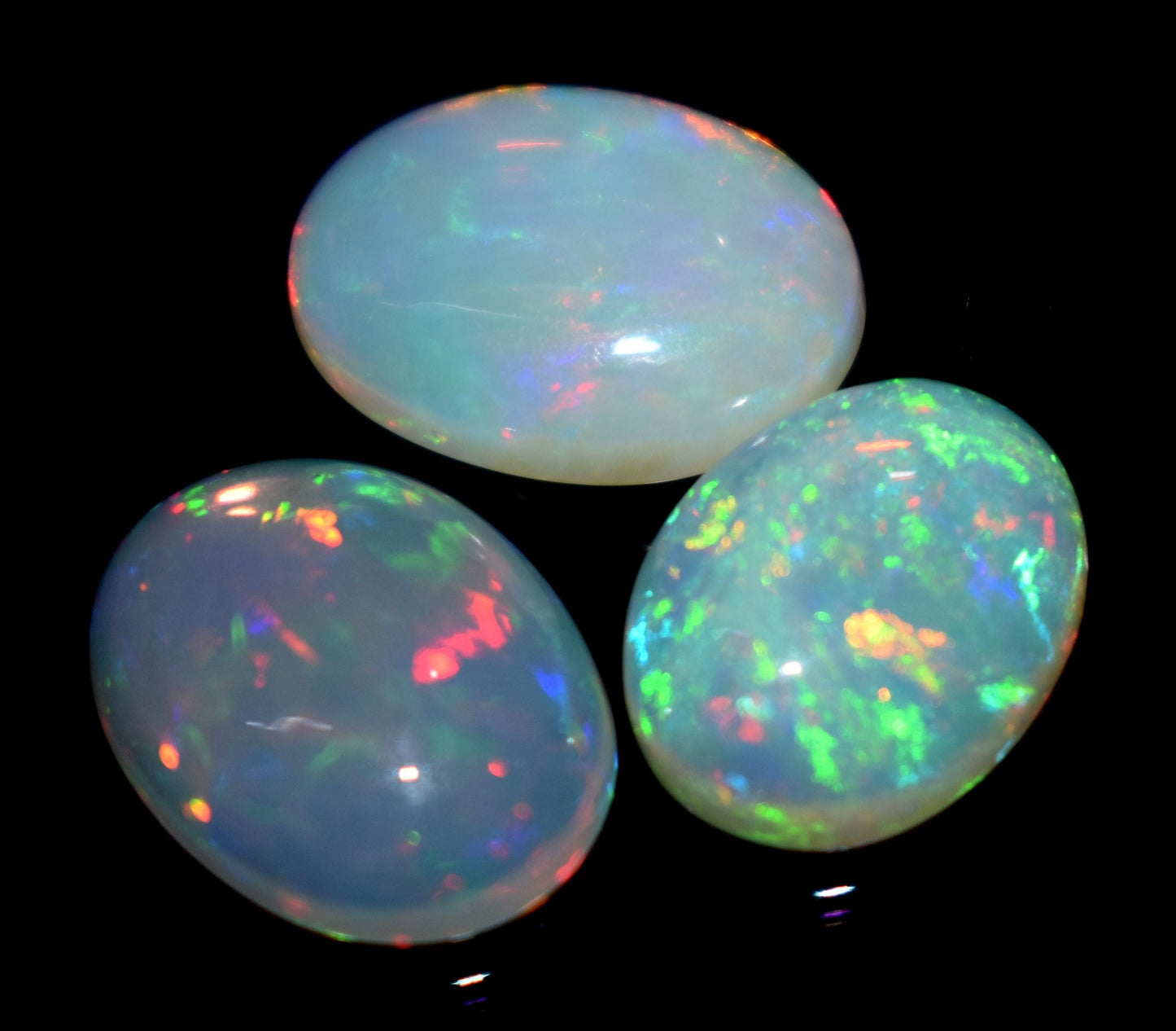 Opal, Natural Ethiopian Opal, Oval Welo Fire, Cabochon Gemstone Lot, 8.50 Carat, Size-9.5x12x5mm To 10x14x4.5mm, For Jewelry Making, PC-3