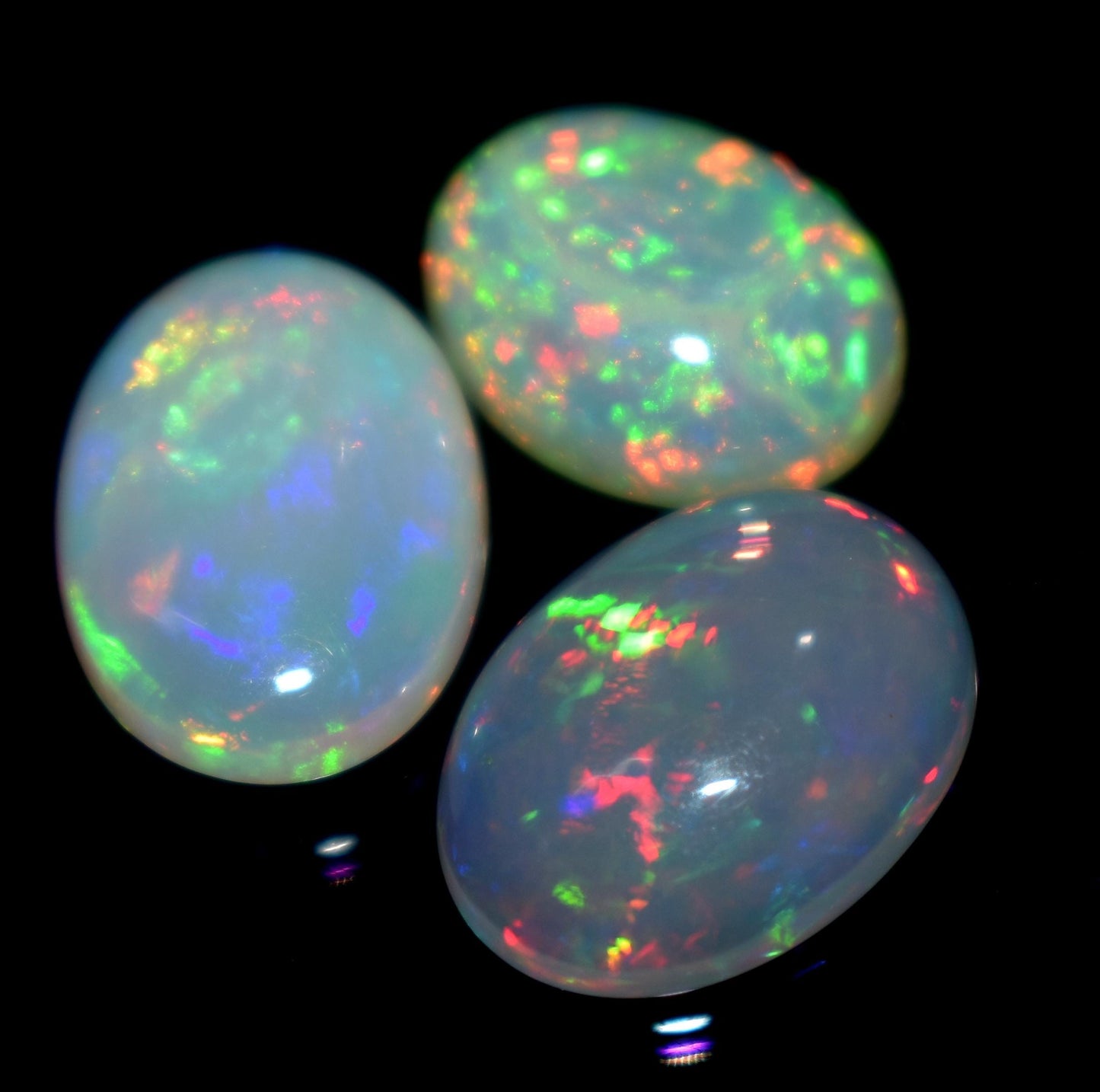 Opal, Natural Ethiopian Opal, Oval Welo Fire, Cabochon Gemstone Lot, 8.50 Carat, Size-9.5x12x5mm To 10x14x4.5mm, For Jewelry Making, PC-3