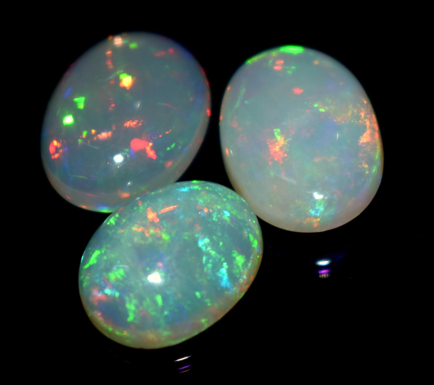 Opal, Natural Ethiopian Opal, Oval Welo Fire, Cabochon Gemstone Lot, 8.50 Carat, Size-9.5x12x5mm To 10x14x4.5mm, For Jewelry Making, PC-3