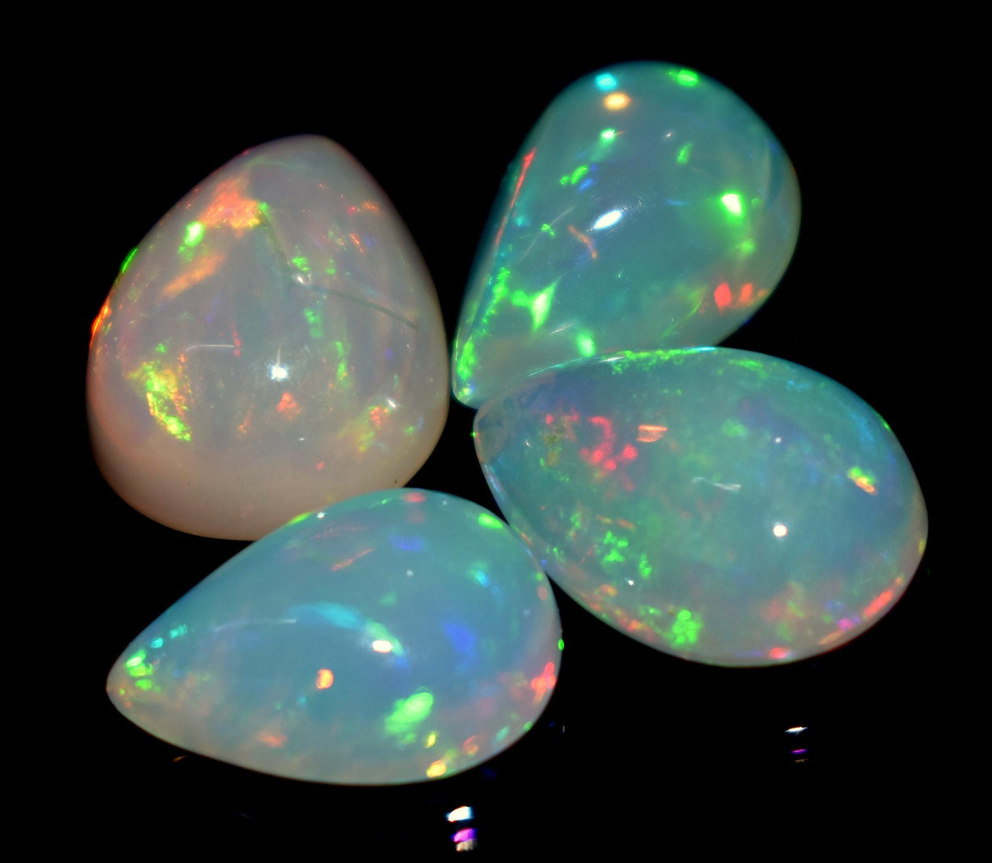 100% Natural Ethiopian Opal, Pear Welo Fire, Cabochon Gemstone Lot, 11.95 Carat, Size-9x13x5mm To 11x13.5x6.5mm, For Jewelry Making