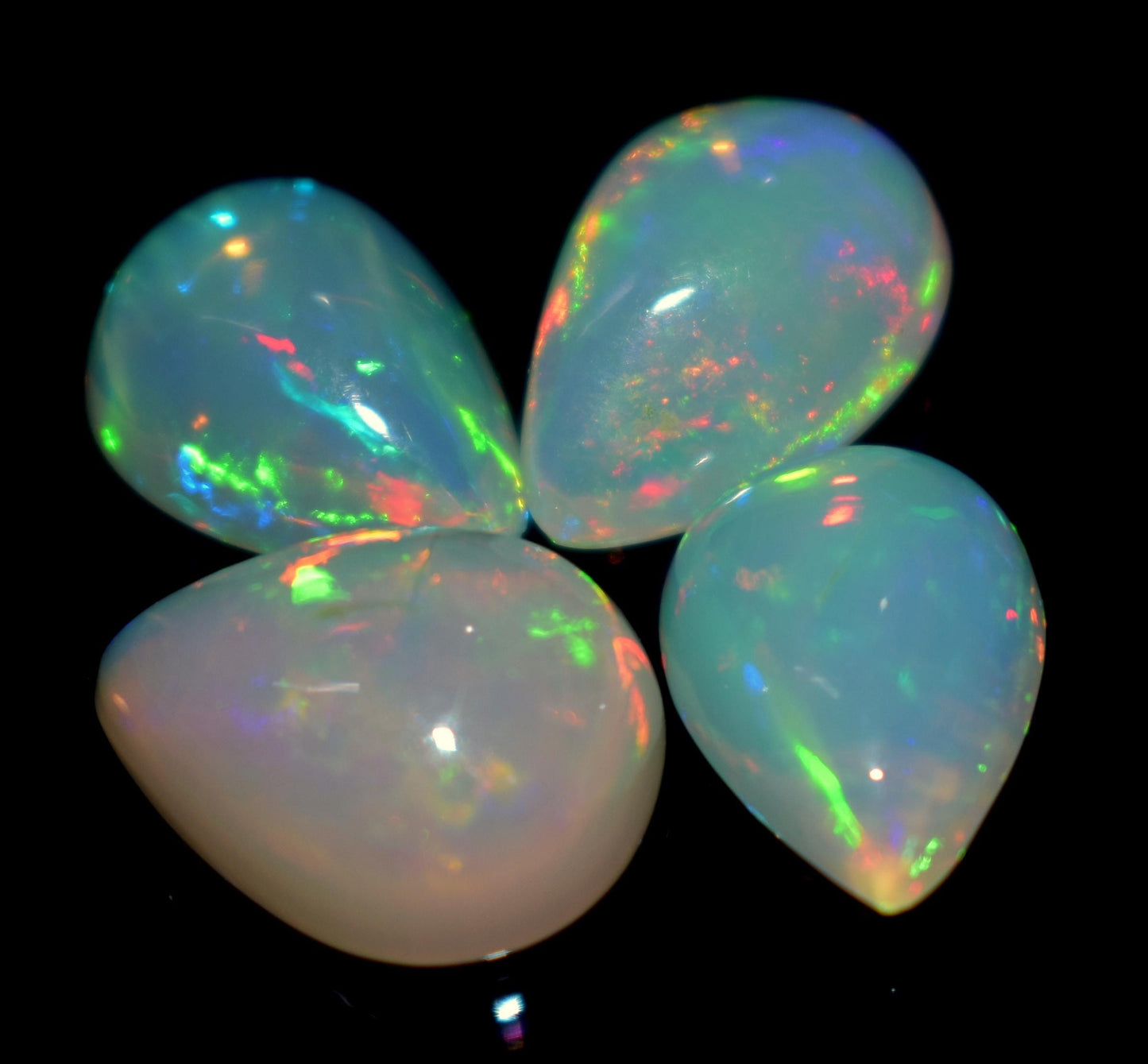 100% Natural Ethiopian Opal, Pear Welo Fire, Cabochon Gemstone Lot, 11.95 Carat, Size-9x13x5mm To 11x13.5x6.5mm, For Jewelry Making