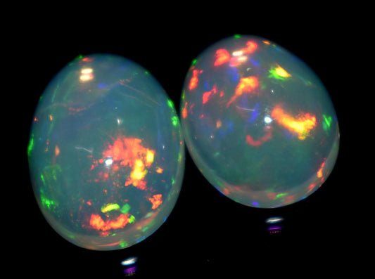 100% Natural Ethiopian Opal, Oval Welo Fire Cabochon Gemstone Lot, 6.50 Carat, Size-10x13.5x5.5mm To 9.5x12x6mm, For Jewelry Making, Piece-2