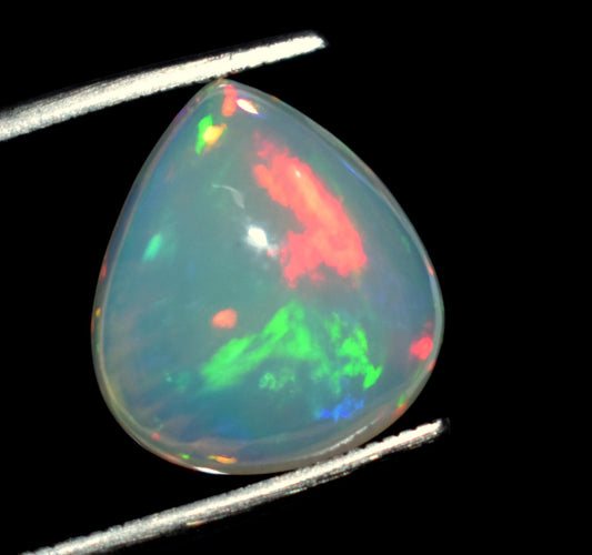 100% Natural Ethiopian Opal, Pear Welo Fire Cabochon Loose Gemstone, 4.20 Carat, Size-12x13.5x6.5mm, For Jewelry Making, Piece-1