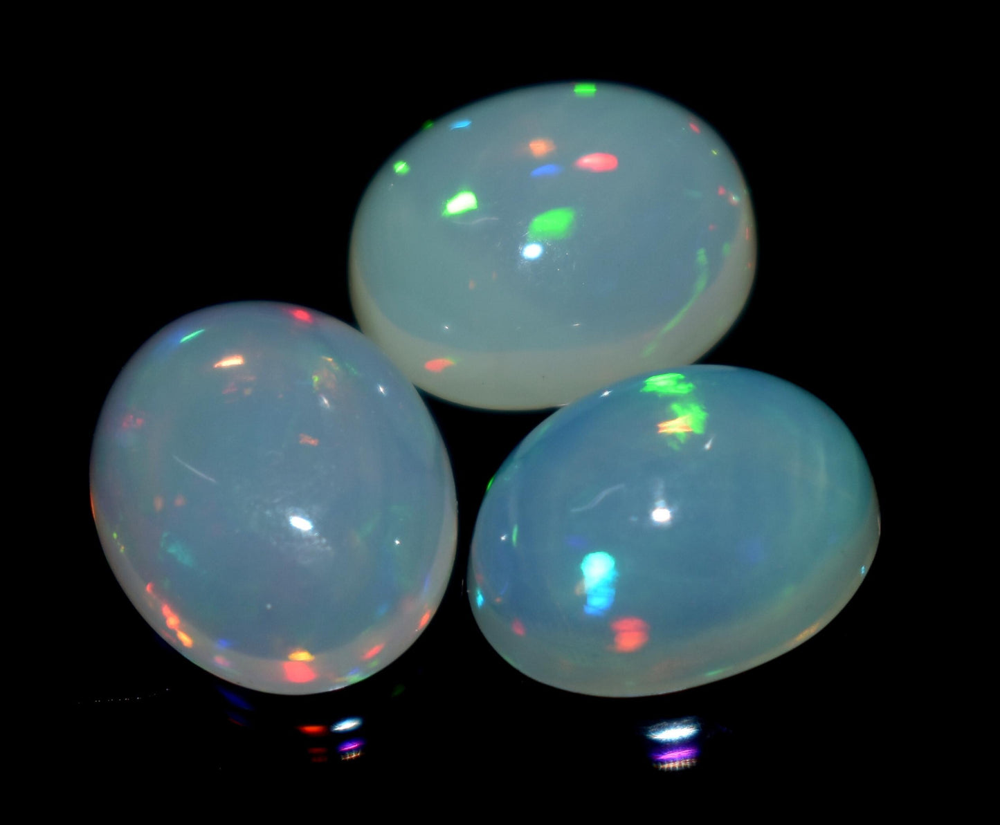 100% Natural Ethiopian Opal, Oval Welo Fire Cabochon Gemstone Lot, 7.80 Carat, Size-9x11.5x6mm To 9.5x11.5x5mm, For Jewelry Making, Piece-3