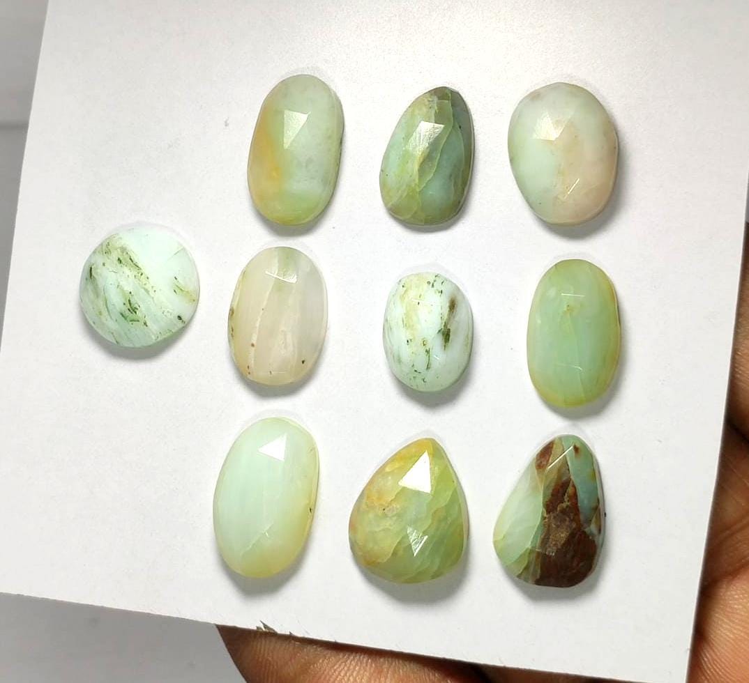 Genuine & 100% Natural Peruvian Opal, Flat Backs Rose Cut Gemstone Lot, 52.40 Carat, Size-17x10x6mm To 9x13x5.5mm, For Jewelry Making,