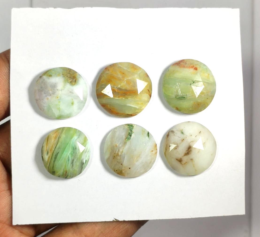 Genuine & 100% Natural Peruvian Opal, Flat Backs Rose Cut Gemstone Lot, 67.20 Carat, Size-19x19x7mm To 16x17x6mm, For Jewelry Making,