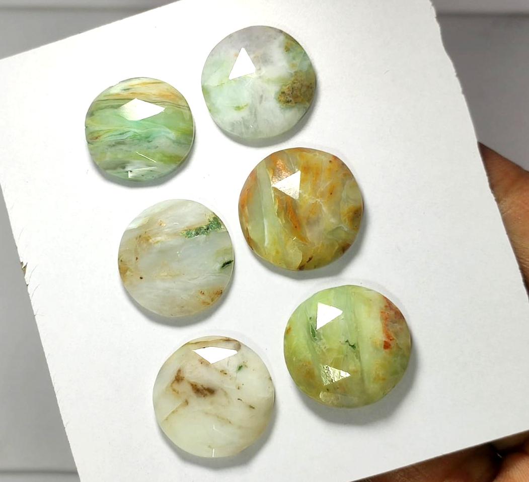 Genuine & 100% Natural Peruvian Opal, Flat Backs Rose Cut Gemstone Lot, 67.20 Carat, Size-19x19x7mm To 16x17x6mm, For Jewelry Making,