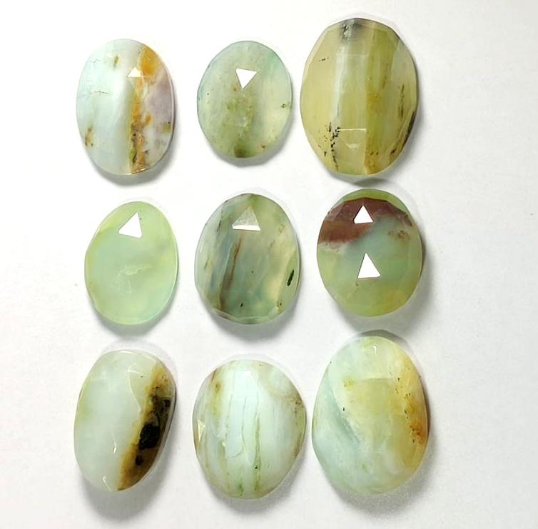 Natural Peruvian Opal, Flat Backs Rose Cut Gemstone Lot, 65.10 Carat, Size-19x15x6mm To 15x12x5mm, For Jewelry Making, Piece-9