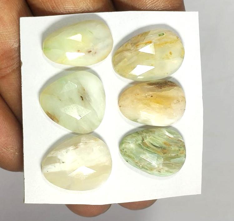 Genuine & 100% Natural Peruvian Opal, Flat Backs Rose Cut Gemstone Lot, 45.90 Carat, Size-18x13x5mm To 19x13x5.5mm, For Jewelry Making,