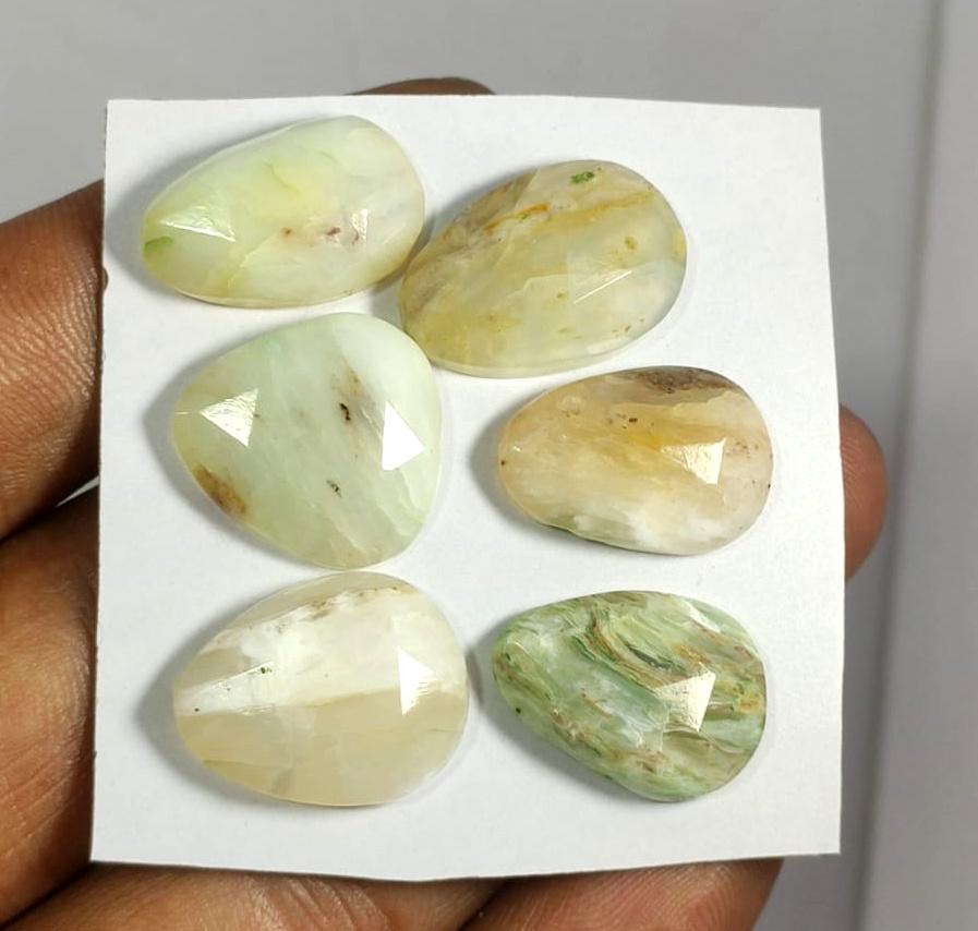 Genuine & 100% Natural Peruvian Opal, Flat Backs Rose Cut Gemstone Lot, 45.90 Carat, Size-18x13x5mm To 19x13x5.5mm, For Jewelry Making,