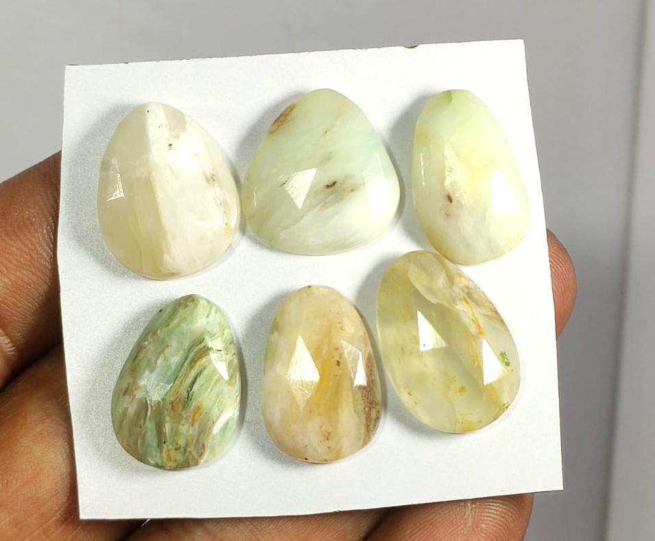 Genuine & 100% Natural Peruvian Opal, Flat Backs Rose Cut Gemstone Lot, 45.90 Carat, Size-18x13x5mm To 19x13x5.5mm, For Jewelry Making,