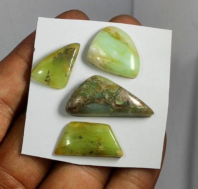 100% Natural Peruvian Opal, Flat Backs Cabochons Gemstone Lot, 43.20 Carat, Size-28x13x6mm To 18x12x4mm, For Jewelry Making, Piece-4