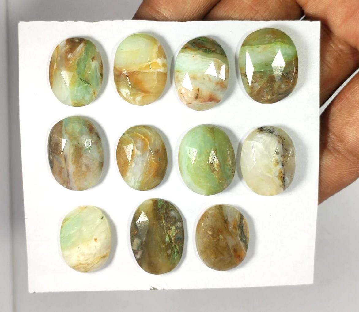 100% Natural Peruvian Opal, Flat Backs Rose Cut Gemstone Lot, 108.50 Carat, Size-20x15x5.5mm To 18x14x5mm, For Jewelry Making, Pieces-11