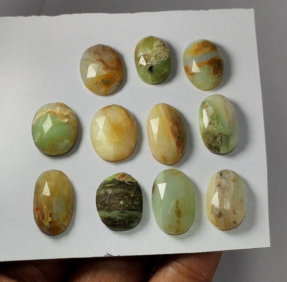 Genuine & 100% Natural Peruvian Opal, Flat Backs Rose Cut Gemstone Lot, 68.40 Carat, Size-18x10x5.5mm To 10x14x6mm, For Jewelry Making,