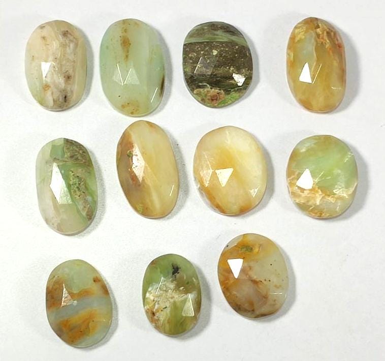 Genuine & 100% Natural Peruvian Opal, Flat Backs Rose Cut Gemstone Lot, 68.40 Carat, Size-18x10x5.5mm To 10x14x6mm, For Jewelry Making,