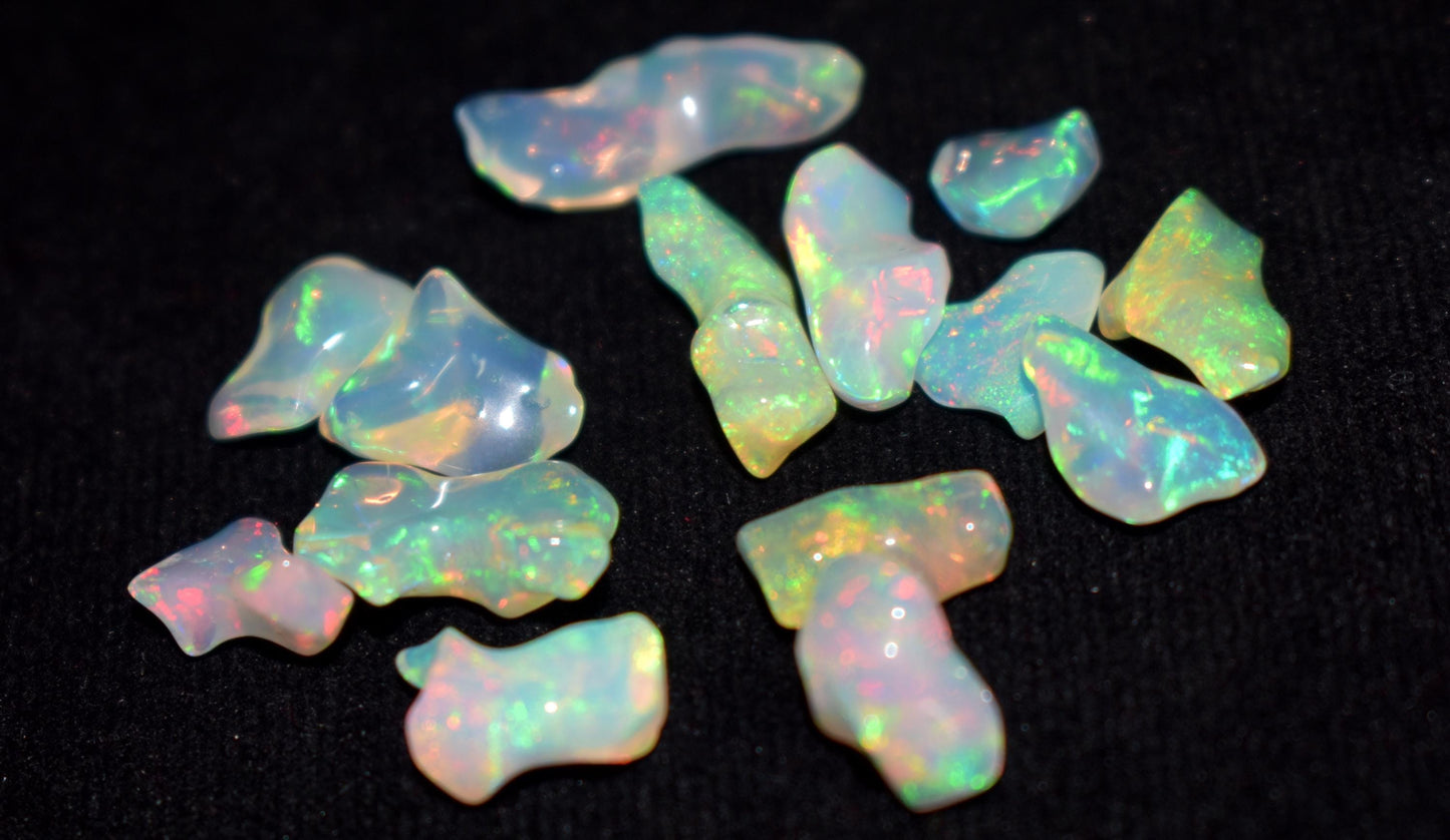 Natural Ethiopian Opal|| Welo Fire Freeform Opal Gemstone Lot|| Opal Polish Rough Stone|| 19.40 Ct|| Size-6.5x7.5x3.5mm - 9.5x15x5mm||