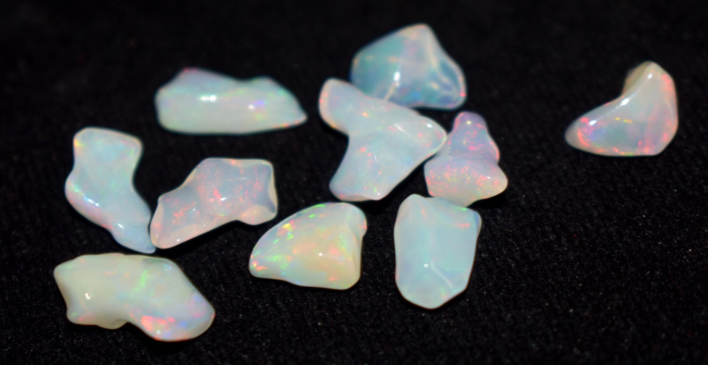 Opal|| Natural Ethiopian Opal|| Welo Fire Freeform Opal Gemstone Lot|| Opal Polish Rough Stone|| 12.70Ct|| Size-7x10.5x5mm To 7x13x5mm||