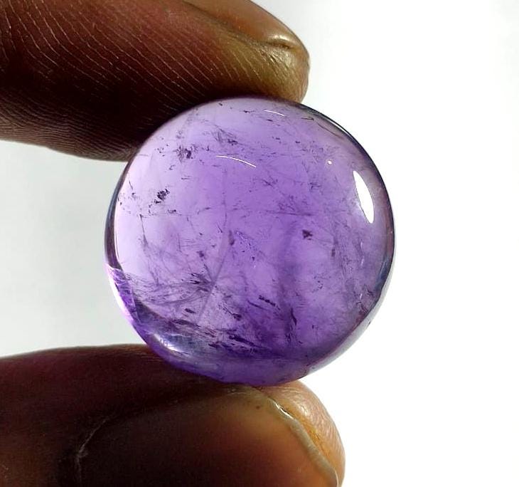 Amethyst, 100% Natural Purple Amethyst, Round Smoothies Cabochon Loose Gemstone, 24.40 Carat, Size-20x20x9mm, For Jewelry Making,