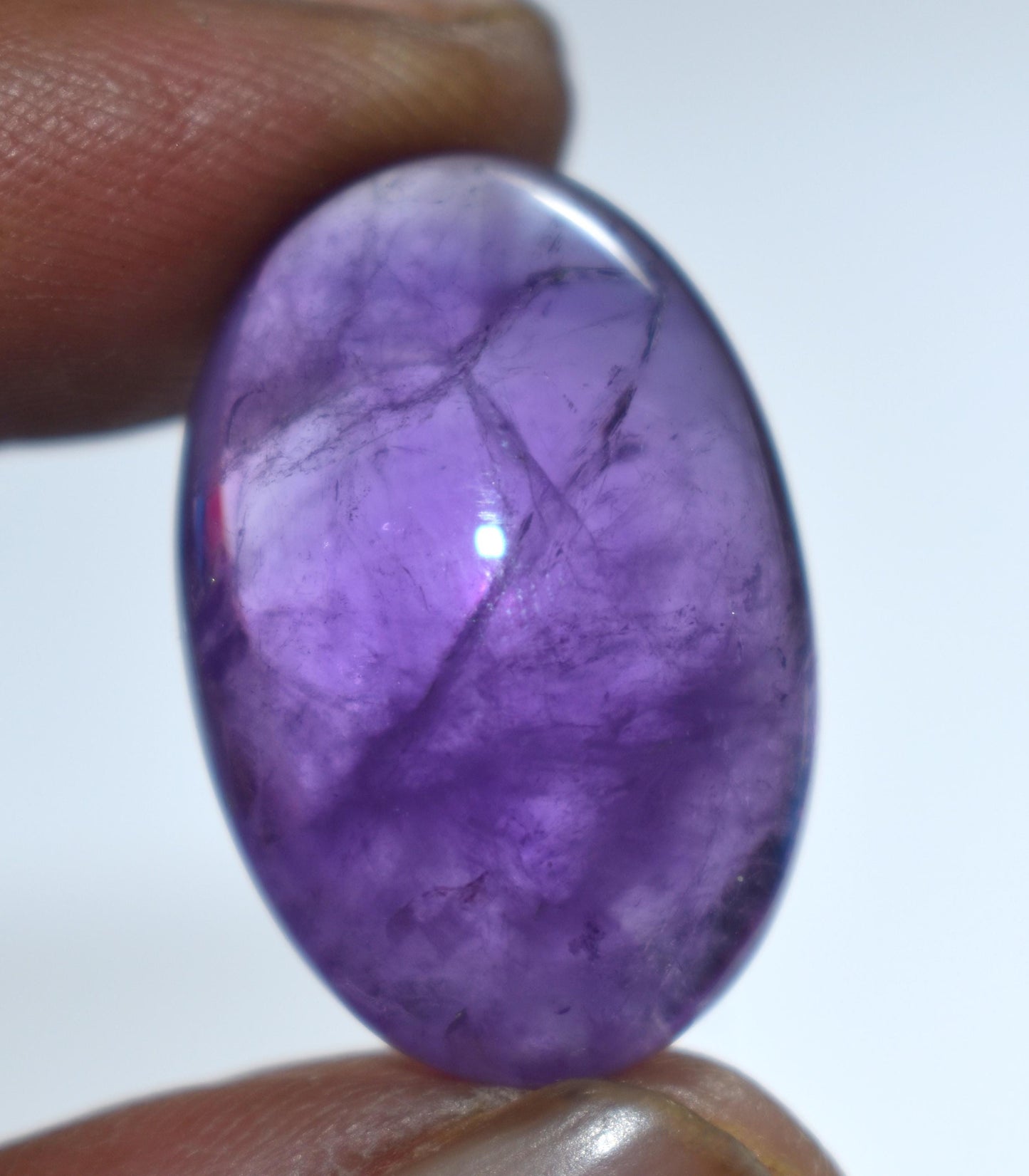 Genuine & 100% Natural Purple Amethyst, Oval Smoothies Cabochon Loose Gemstone, 31.00 Carat, Size-17.5x26x9.5mm, For Jewelry Making,