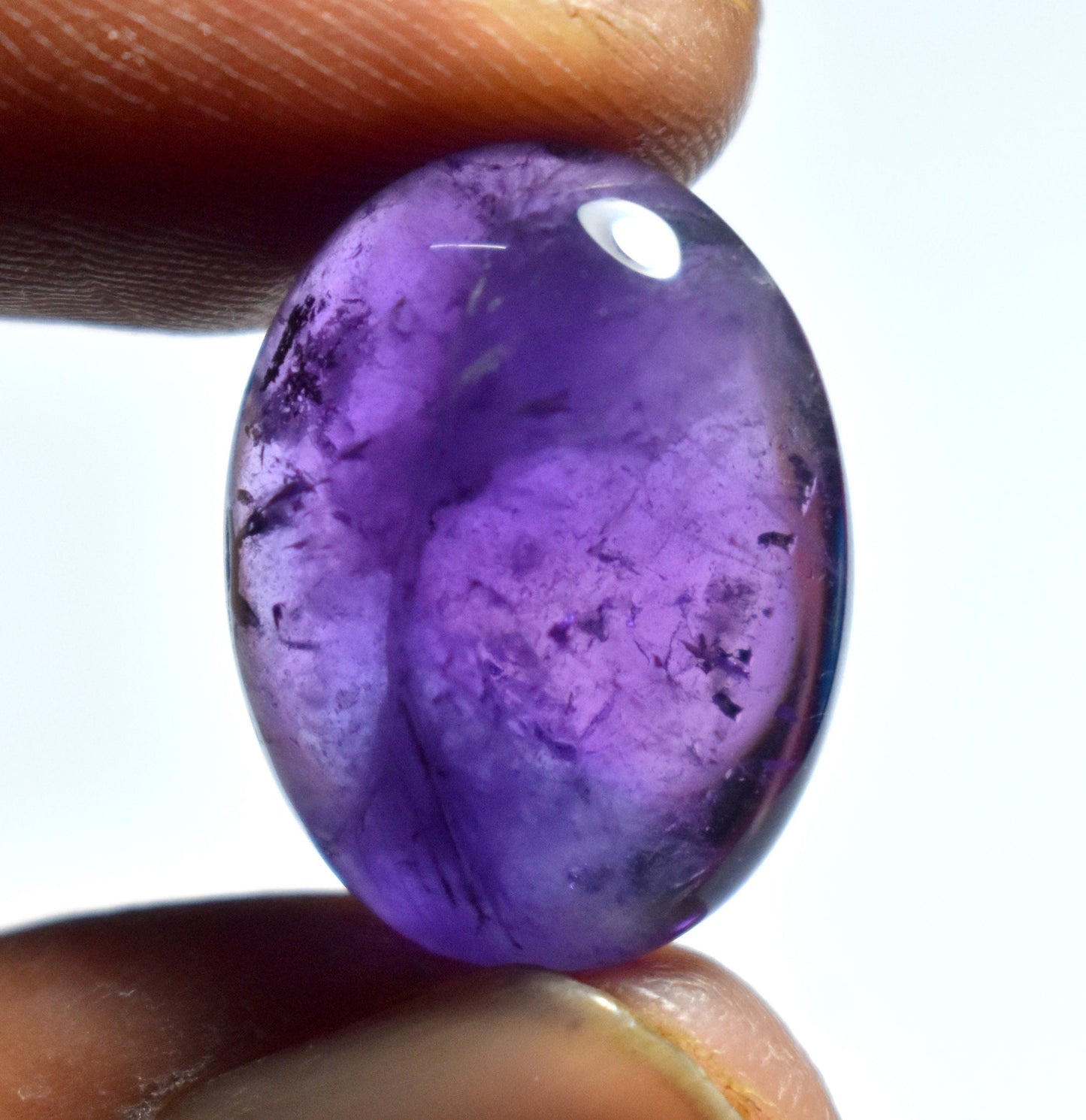 Amethyst, 100% Natural Purple Amethyst, Oval Smoothies Cabochon Loose Gemstone, 18.60 Carat, Size-16x20.5x8mm, For Jewelry Making,