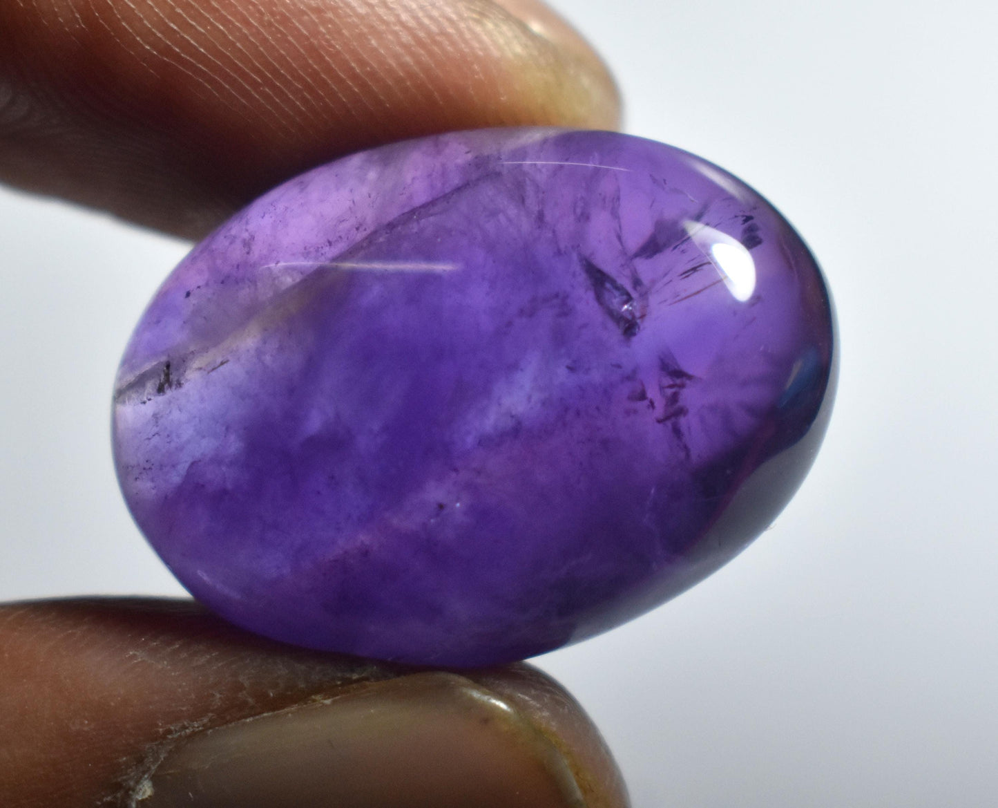 Genuine & 100% Natural Purple Amethyst, Oval Smoothies Cabochon Loose Gemstone, 35.00 Carat, Size-19x26x10mm, For Jewelry Making,