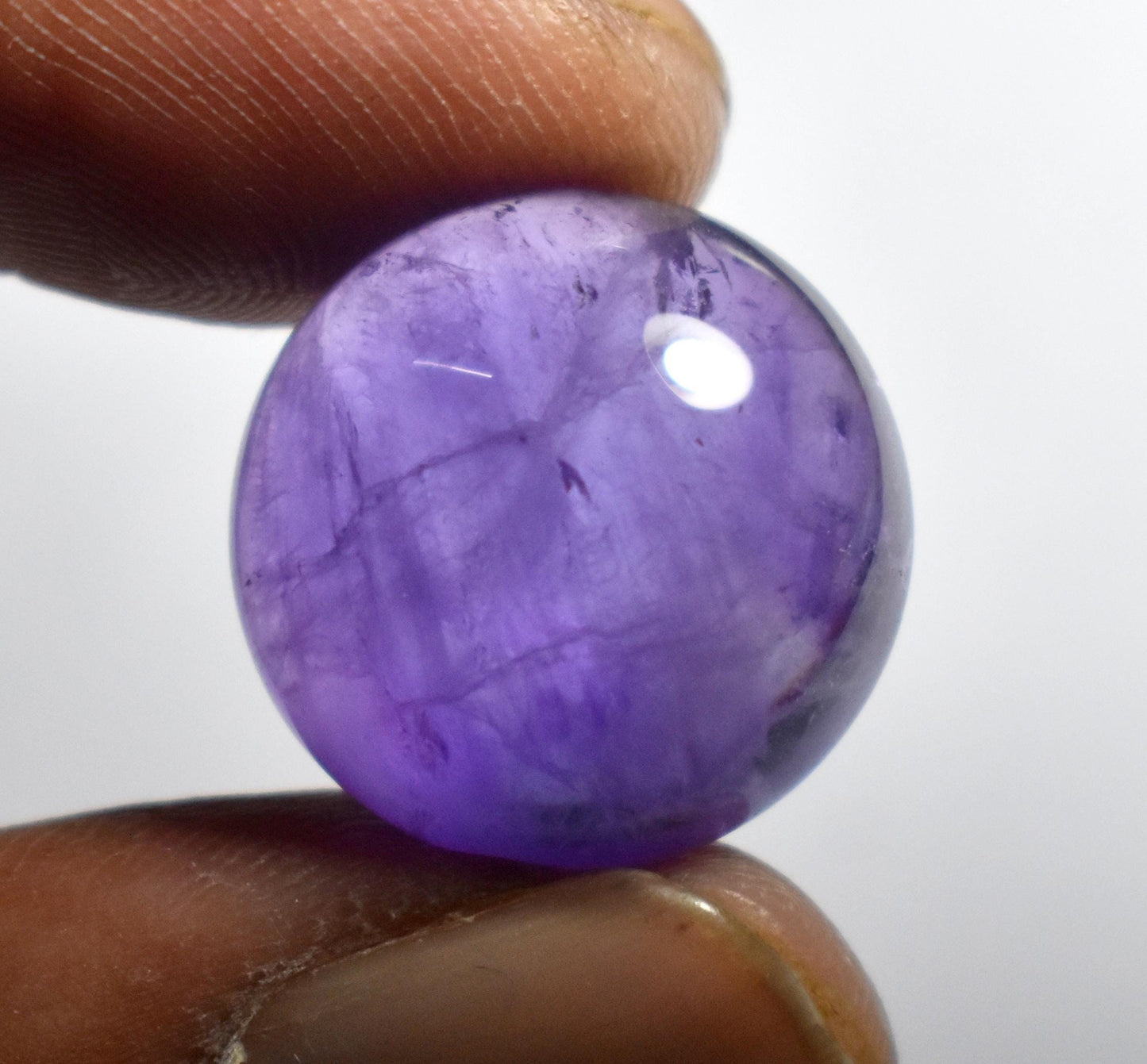 100% Natural Purple Amethyst, Round Smoothies Cabochon Loose Gemstone, 19.60 Carat, Size-18x18x9mm, For Jewelry Making,