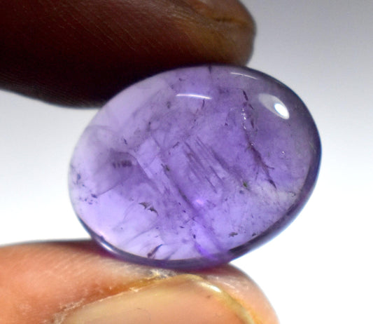 Amethyst, 100% Natural Purple Amethyst, Oval Smoothies Cabochon Loose Gemstone, 19.10 Carat, Size-15x20x6.5mm, For Jewelry Making,