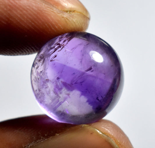 100% Natural Purple Amethyst, Round Smoothies Cabochon Loose Gemstone, 14.00 Carat, Size-15x15x8.5mm, For Jewelry Making,