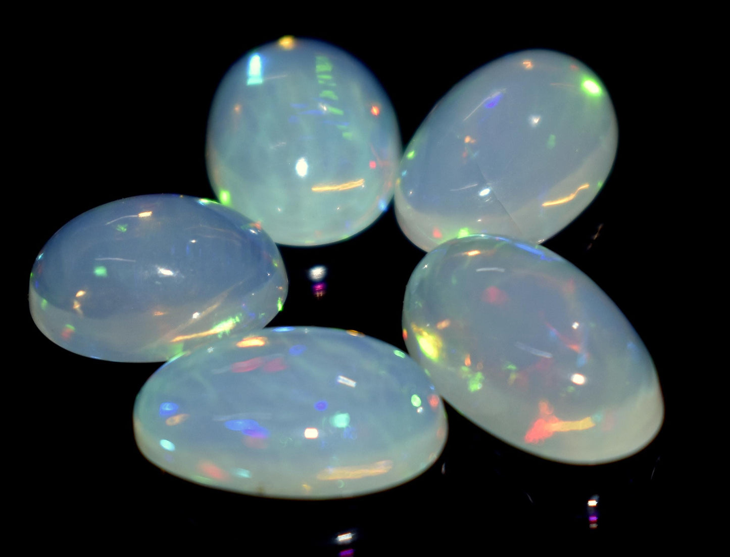 100% Natural Ethiopian Opal, Oval Welo Fire Cabochon Gemstone Lot, 11.20 Carat, Size-13x8x5mm To 11x9x4.5mm , For Jewelry Making, Piece-5